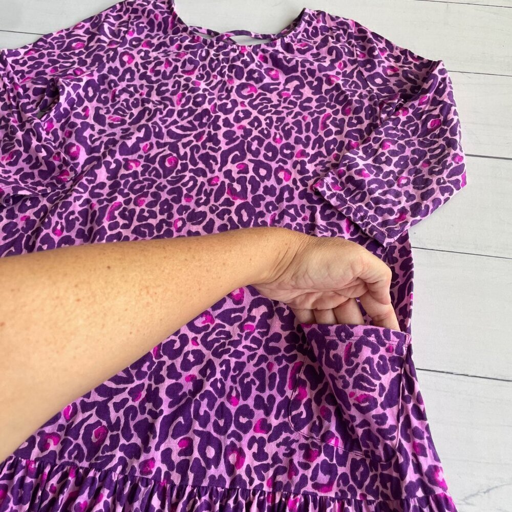 Lilly Pulitzer Purple Berry Leopard Animal Print Jena‎ Dress - Size XL (12/14) - Picture 5 of 8